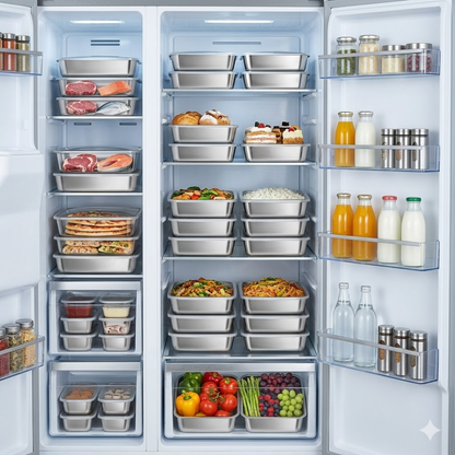 BANDEJA DE ACERO INOXIDABLE 304 PREMIUM - Mantiene los alimentos frescos hasta 5× más tiempo