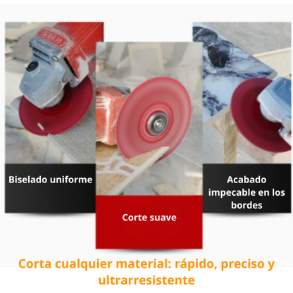Disco diamantado 3 en 1: corta, lija y desbasta todo tipo de materiales.