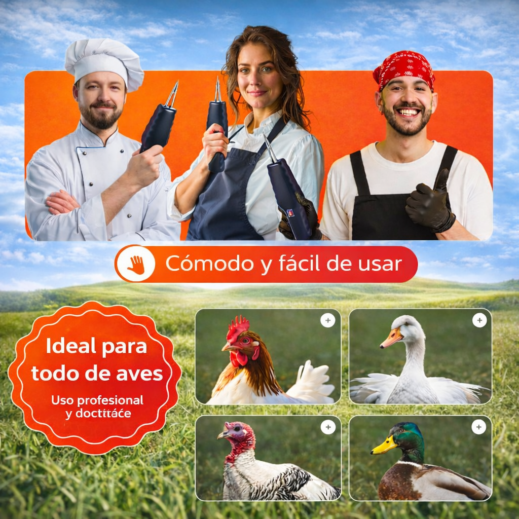 Desplumadora Eléctrica Portátil con Carga Rápida — Limpia Pollos y Aves en Segundos