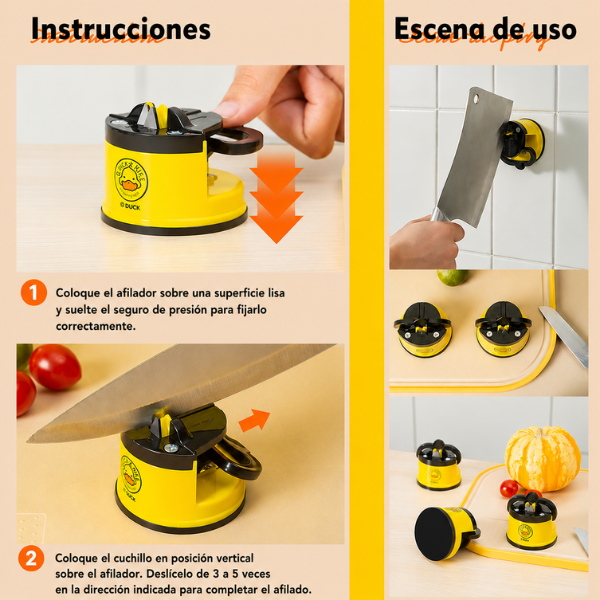 70% DE DESCUENTO | Afilador de cuchillos práctico para la cocina, con base de succión antideslizante