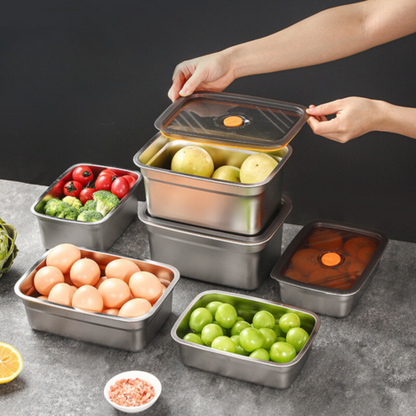 Recipiente antibacteriano al vacío para alimentos de acero inoxidable, tamaño grande de 1500 ml (19 × 14 × 8 cm)