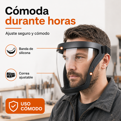 La visera protege la cara, los ojos y las vías respiratorias durante el trabajo