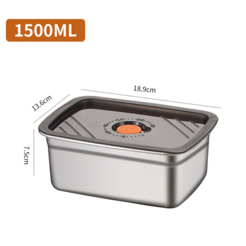 Recipiente hermético grande para alimentos de acero inoxidable antibacteriano – 1500 ml (19 × 14 × 8 cm)