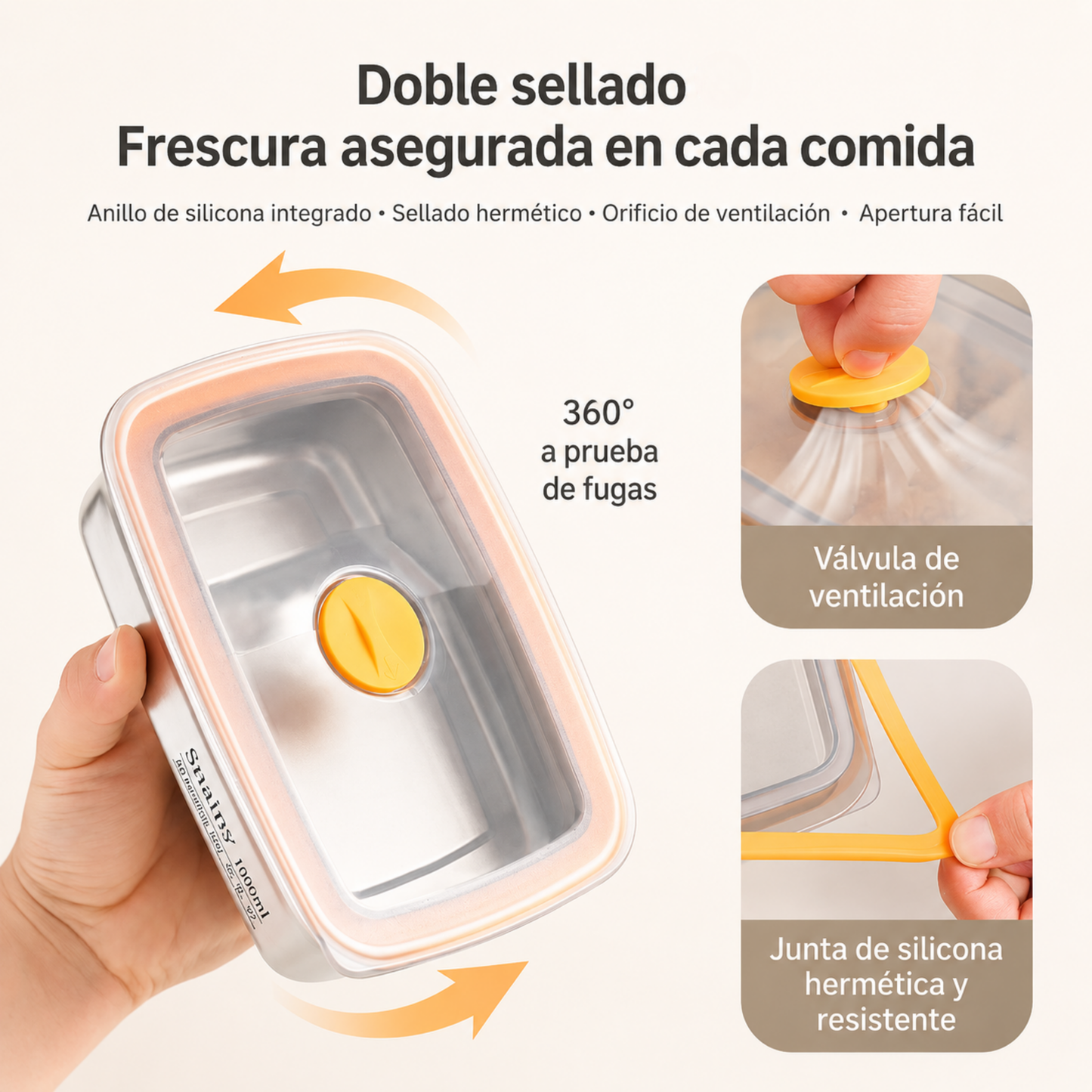 Recipiente de Acero Inoxidable 316 al Vacío – Conserva la Frescura, Antibacteriano y Seguro