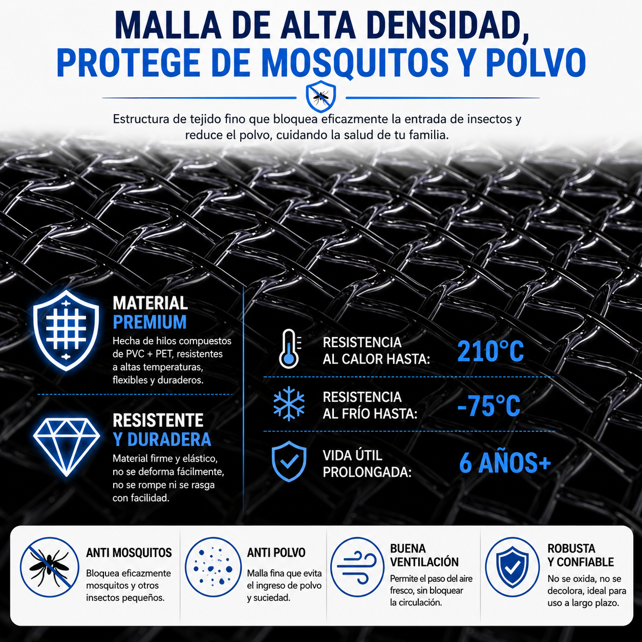 MALLA MOSQUITERA MAGNÉTICA PARA VENTANAS (1.50m x 1.80m)