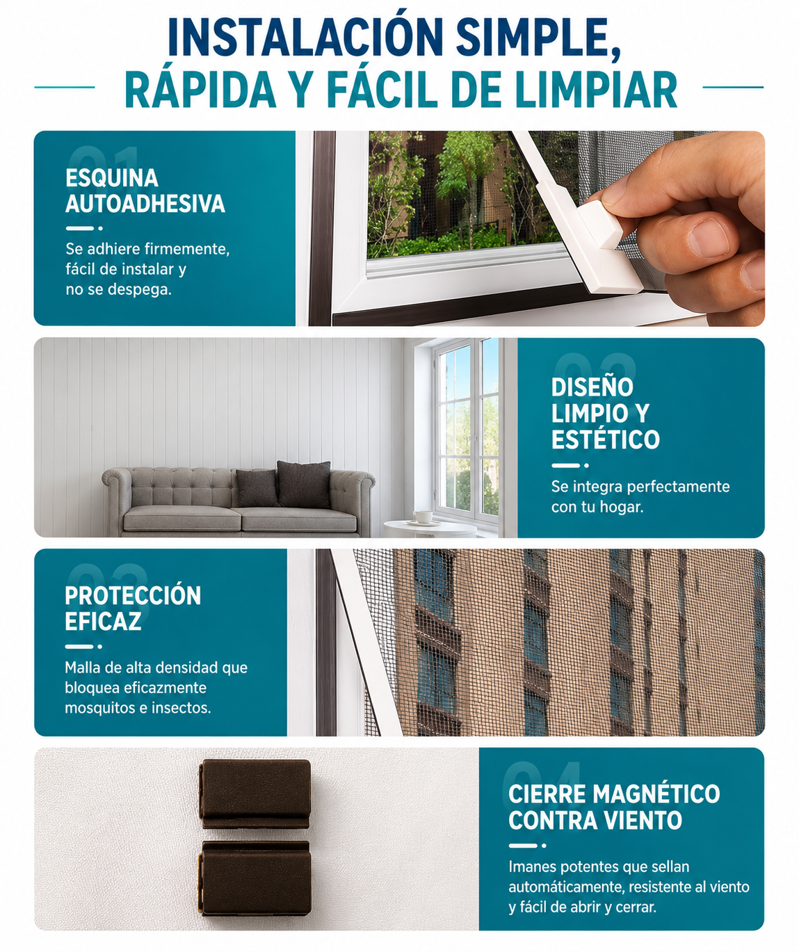 MALLA MOSQUITERA MAGNÉTICA PARA VENTANAS (1.50m x 1.80m)