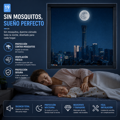 MALLA MOSQUITERA MAGNÉTICA PARA VENTANAS (1.50m x 1.80m)
