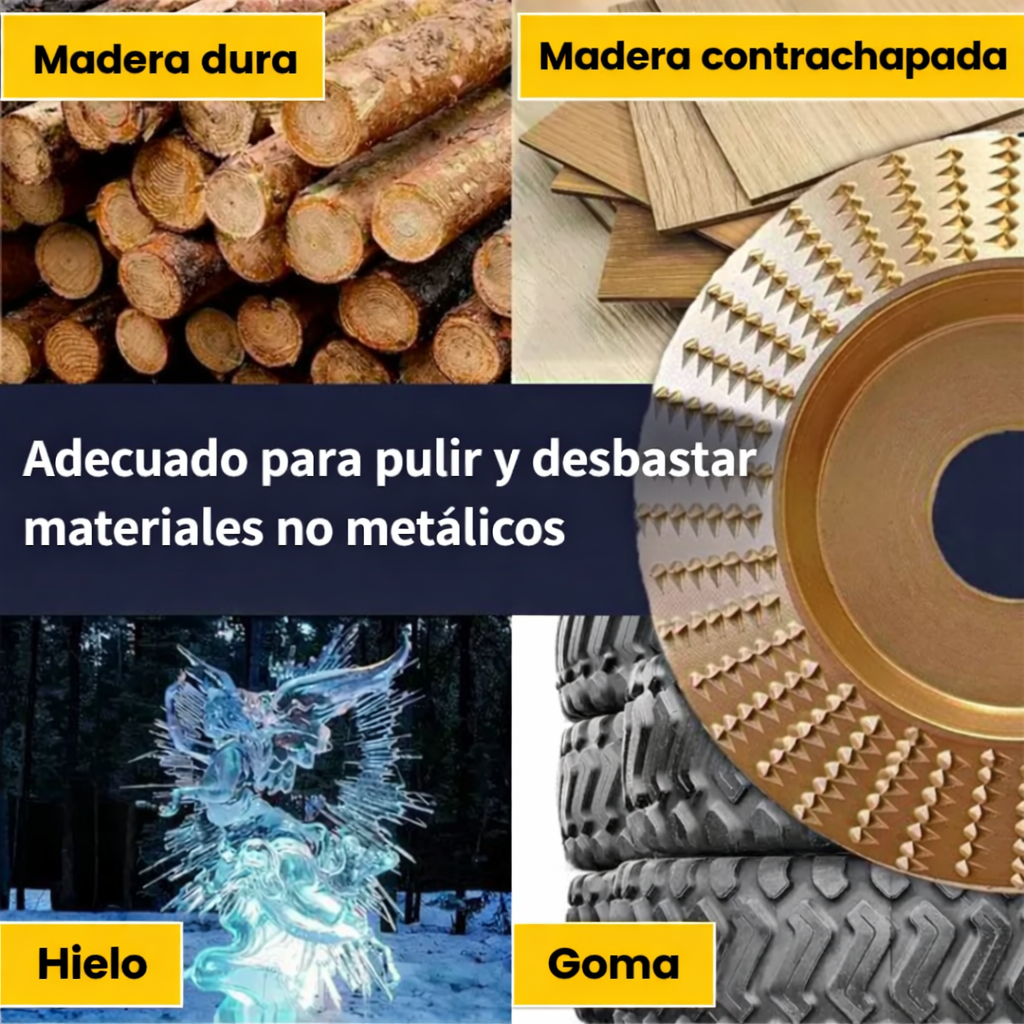 ✨Juego De 3 Discos De Desbaste De Acero Al Carbono Resistente Para Madera (Plano – Curvo – Inclinado)