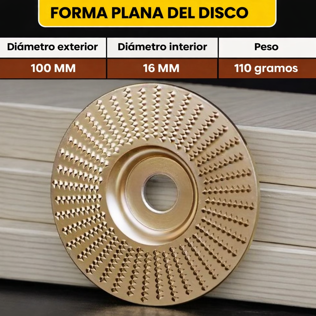 ✨Juego De 3 Discos De Desbaste De Acero Al Carbono Resistente Para Madera (Plano – Curvo – Inclinado)