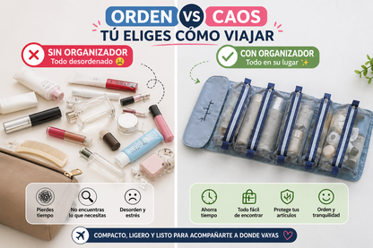 🛍️ Bolsa de Maquillaje 4 en 1 Tipo Rollo Plegable