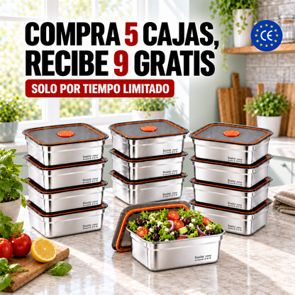 🔥70% DE DESCUENTO | Caja De Comida Al Vacío De Acero Inoxidable Antibacteriana 316 (19 x 13.5 x5.5 cm)