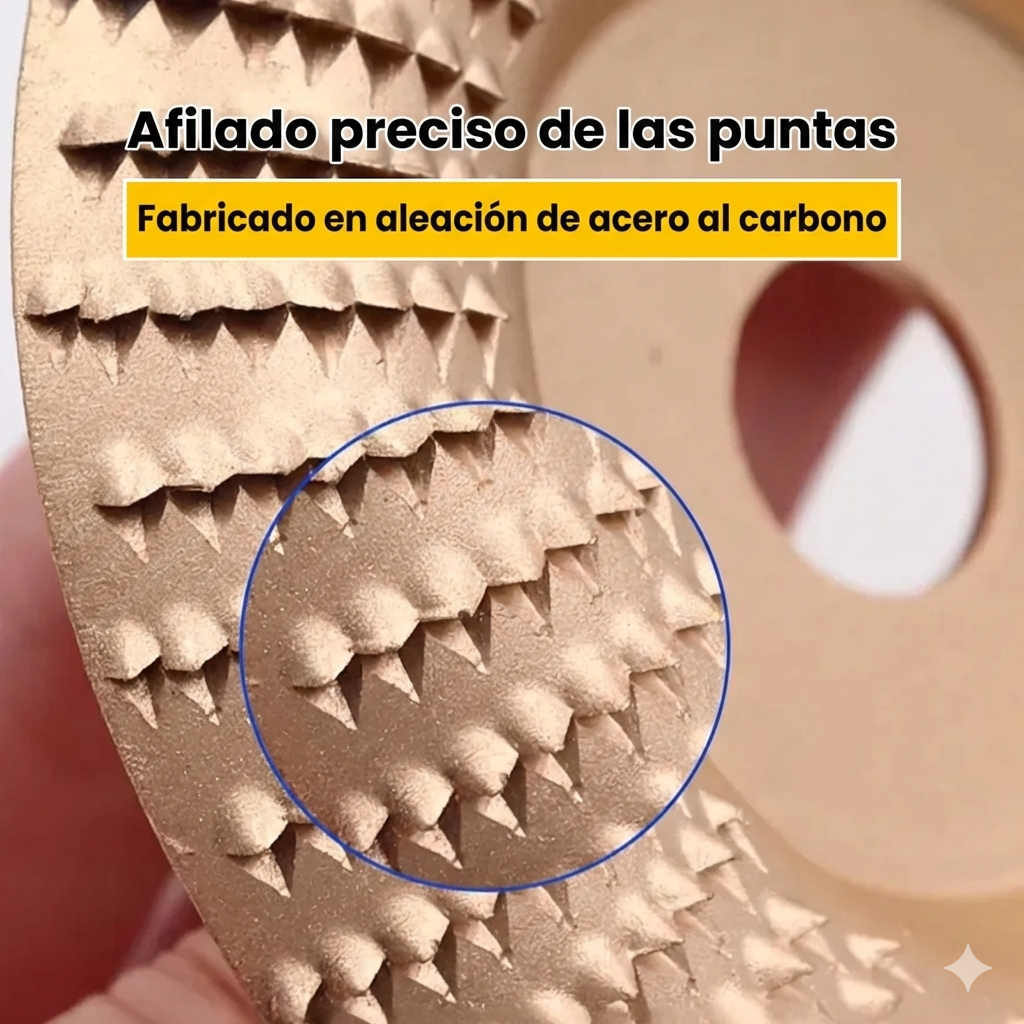 ✨Juego De 3 Discos De Desbaste De Acero Al Carbono Resistente Para Madera (Plano – Curvo – Inclinado)