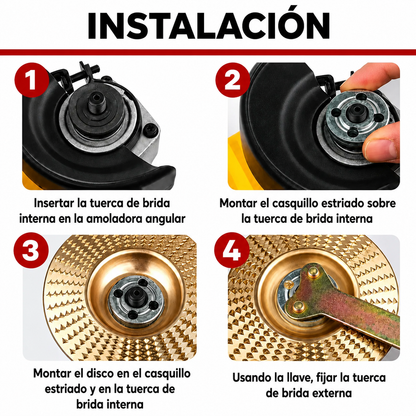 Juego de 3 Discos de Desbaste Resistentes para Madera (Plano – Curvo – Biselado)