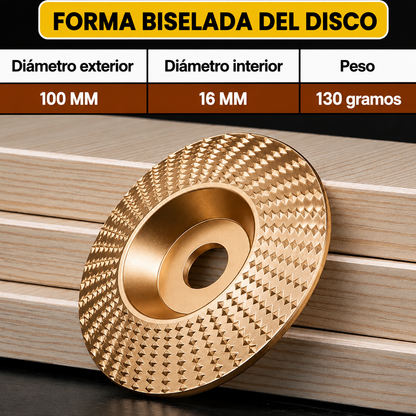 Juego de 3 Discos de Desbaste Resistentes para Madera (Plano – Curvo – Biselado)