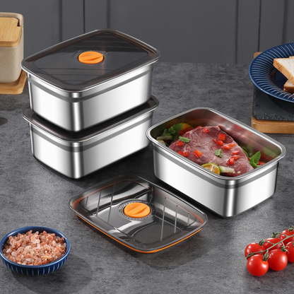 70% DE DESCUENTO | Recipiente Antibacteriano al Vacío para Alimentos de Acero Inoxidable, Tamaño Grande de 1500 ml (19 x 14 x 8 cm)