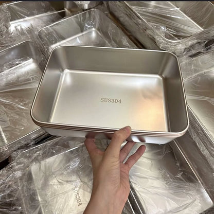 Cajas Para La Conservación De Alimentos, Bandeja Rectangular De Acero Inoxidable SUS304 (25x20x5cm)