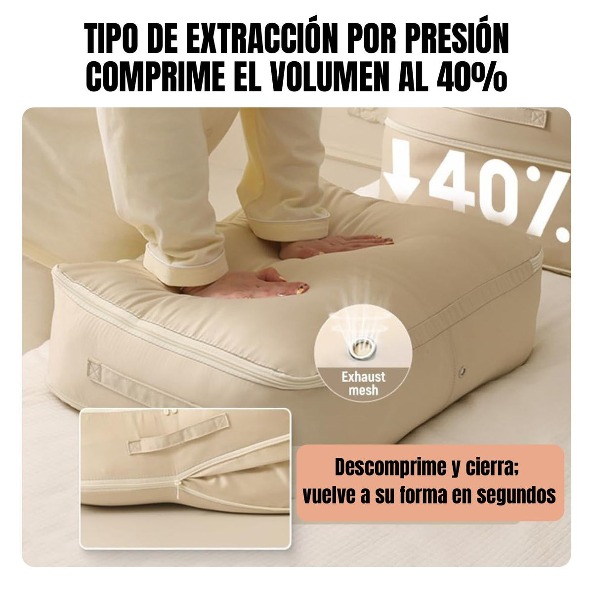 Bolsas Organizadoras de Compresión Automática para Edredones, Ropa y Cobijas, Impermeables y Resistentes a la Humedad (54 × 42 × 30 cm)