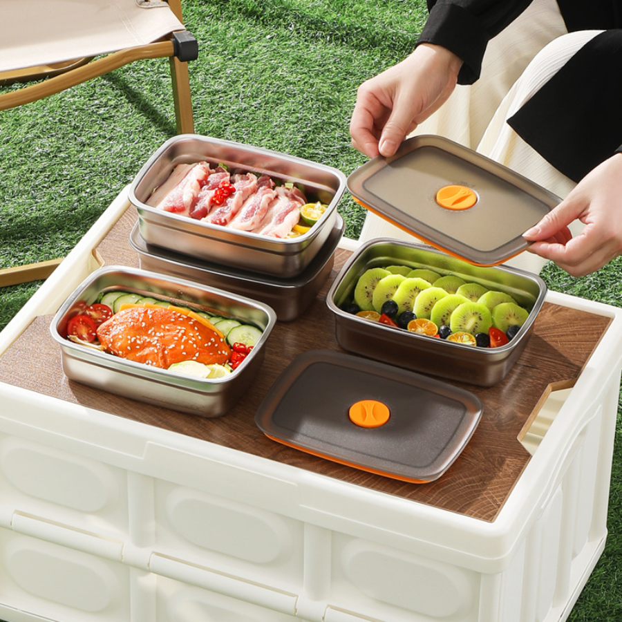 [Set 6 + 🎁3 Gratis] Contenedor de alimentos duradero de acero inoxidable 316 (19 x 13,5 x 5,5 cm)