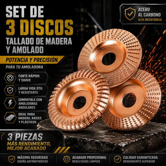 ⚙️ Set de 3 Discos de Desbaste — Lija, Modela y Esculpe en Segundos