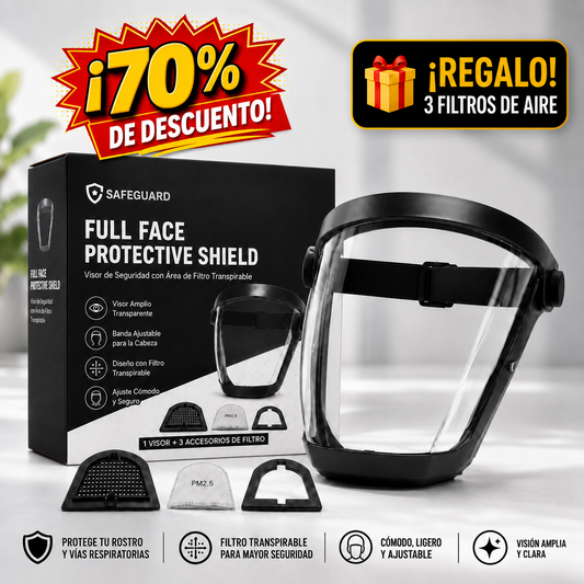 [🎁 ¡70% DE DESCUENTO!] Máscara de protección facial y respiratoria + ¡3 FILTROS GRATIS!