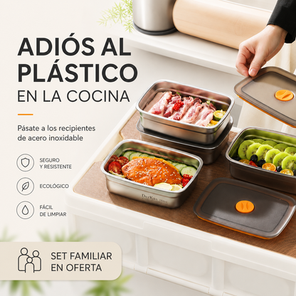 Recipiente de Acero Inoxidable 316 al Vacío – Conserva la Frescura, Antibacteriano y Seguro