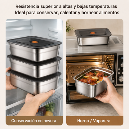 Recipiente de Acero Inoxidable 316 al Vacío – Conserva la Frescura, Antibacteriano y Seguro