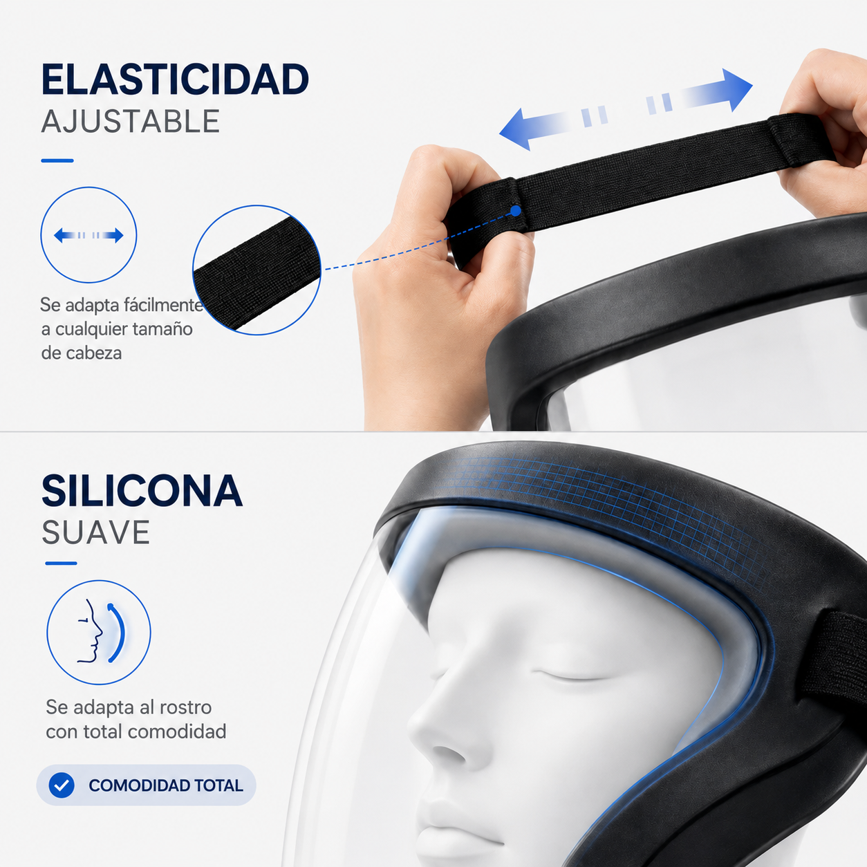 Máscara Protectora Integral Antivaho, Antigolpes y Cómoda para Llevar Todo el Día