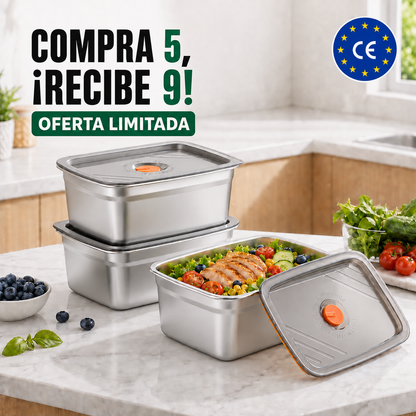 🔥70% DE DESCUENTO | Caja De Comida Al Vacío De Acero Inoxidable Antibacteriana 316 | 1500 ml (19 x 14 x 8 cm)
