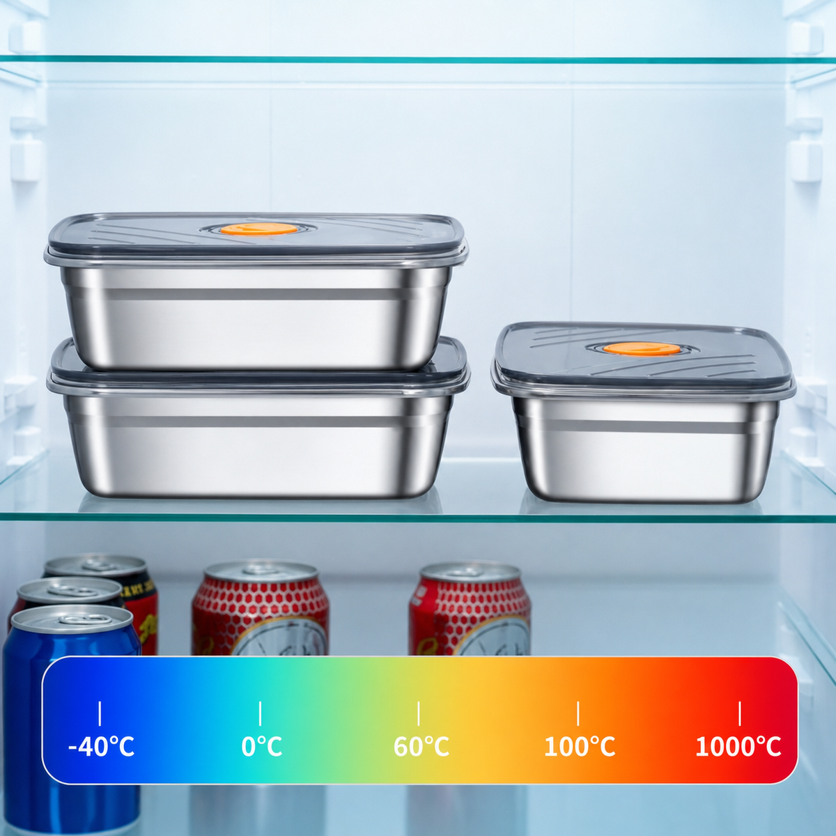 Recipiente Grande Para Alimentos Al Vacío De Acero Inoxidable Antibacteriano De 1500ml (19 x 14 x 8cm)