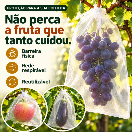 Bolsas de Malla Transpirable y Reutilizables para Proteger Frutas y Verduras – Protegen contra Insectos, Moscas de la Fruta y Aves