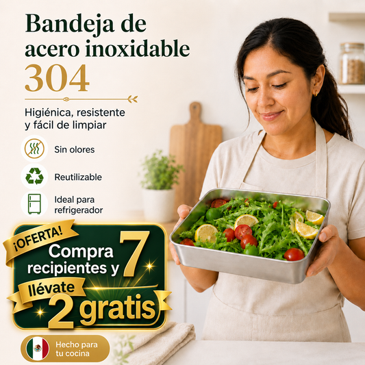 Contenedor de Alimentos de Acero Inoxidable 304 con Tapa Hermética – Frescura Más Duradera, Sin Olores ni Desperdicios
