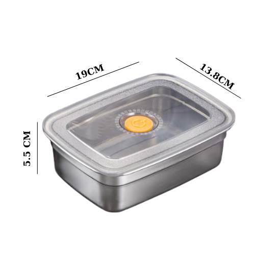 Recipiente hermético grande para alimentos de acero inoxidable antibacteriano 1500 ml (19 × 14 × 8 cm)