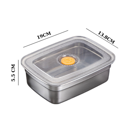 Recipiente hermético grande para alimentos de acero inoxidable antibacteriano 1500 ml (19 × 14 × 8 cm)