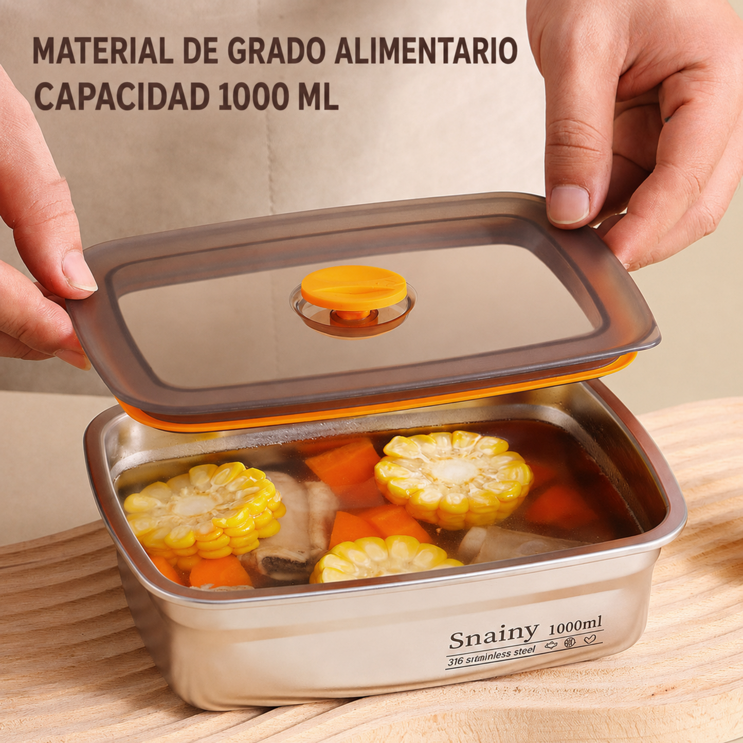 Recipiente de Acero Inoxidable 316 al Vacío – Conserva la Frescura, Antibacteriano y Seguro