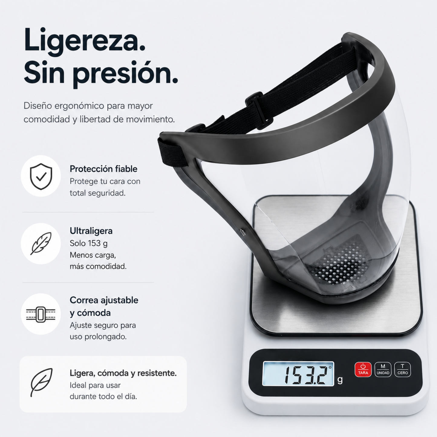 Máscara Protectora Integral Antivaho, Antigolpes y Cómoda para Llevar Todo el Día
