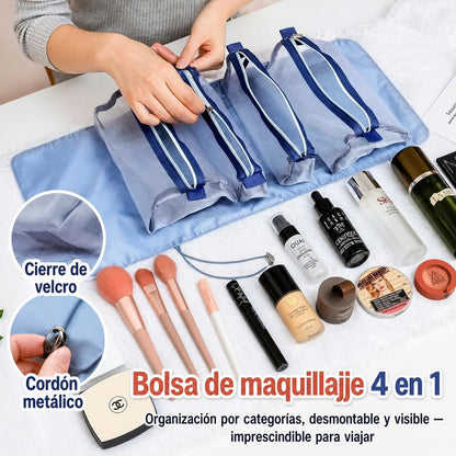 🛍️ Bolsa de Maquillaje 4 en 1 Tipo Rollo Plegable